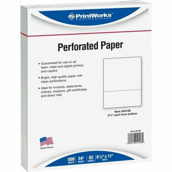Docugard Office Paper, Perf 3-2/3inf/btm, 8-1/2inx11in, 24lb, WE, 500PK PRB04126